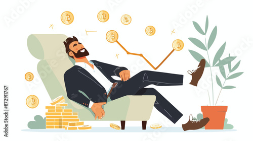 Passive income and market investing flat vector illustration