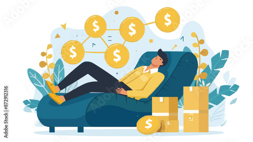 Passive income and market investing flat vector illustration