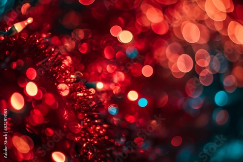 Festive red and gold bokeh lights in the background, abstract valentine, Red glitter bokeh vintage lights, Happy Holiday New Year, defocused, Christmas lights defocused background, AI generated