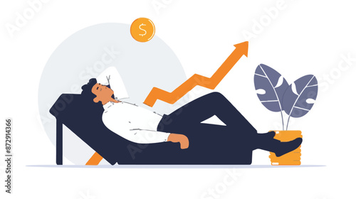 Passive income and market investing flat vector illustration