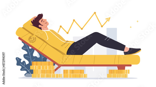 Passive income and market investing flat vector illustration