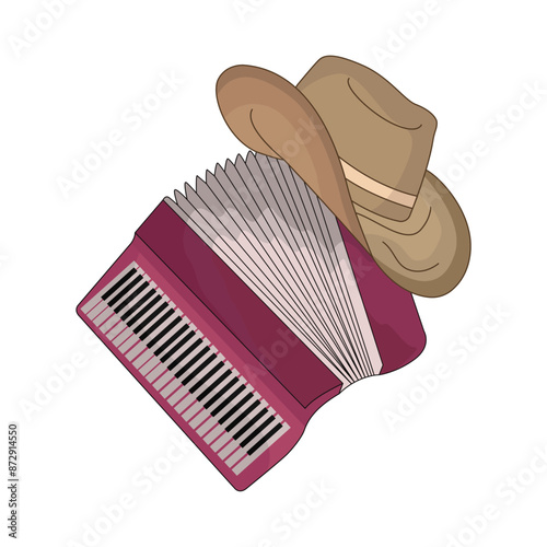 accordion with hat  illustration