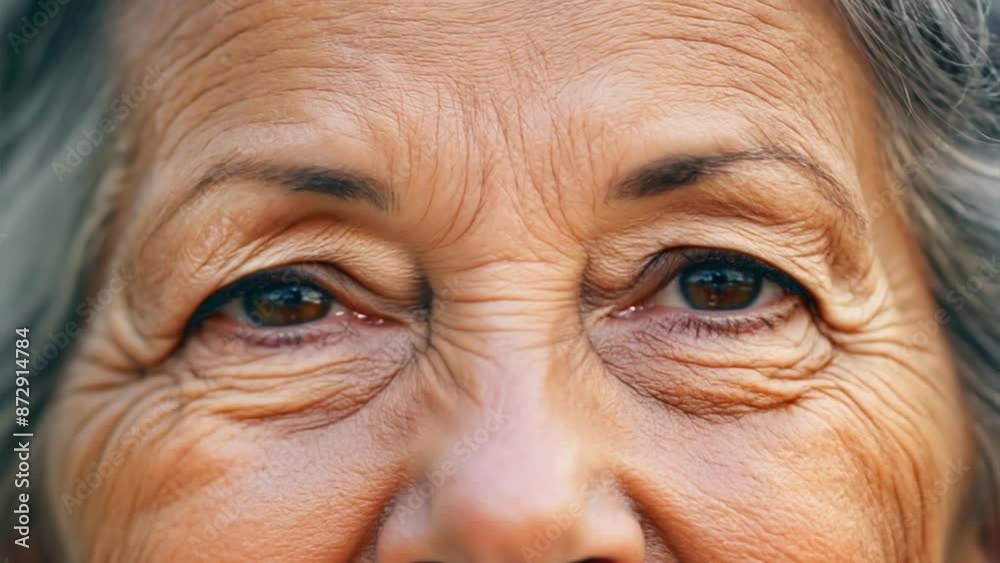 Close-up of a senior woman's eyes, signs of age and wrinkles, eyes hold wisdom and experience, a life well-lived Close-up of a senior woman's eyes, signs of age and wrinkles, eyes hold wisdom and experience, a life well-lived