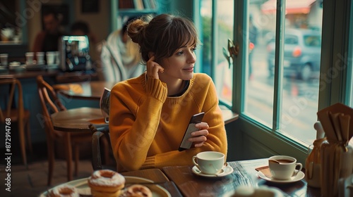 A Woman Relaxing in a Cafe With a Cup of Coffee