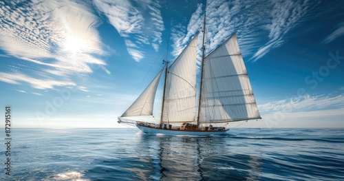 Sailboat Under a Clear Sky on the Ocean