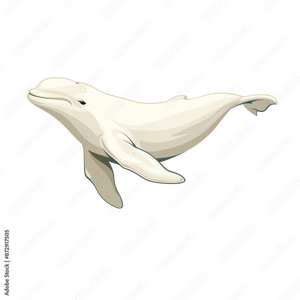 Obraz premium Beluga Whale Minimalist fashion cartoon isolated whitebackground
