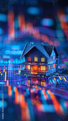 Growth finance business home property digital asset on financial money chart 3d background  © Larysa