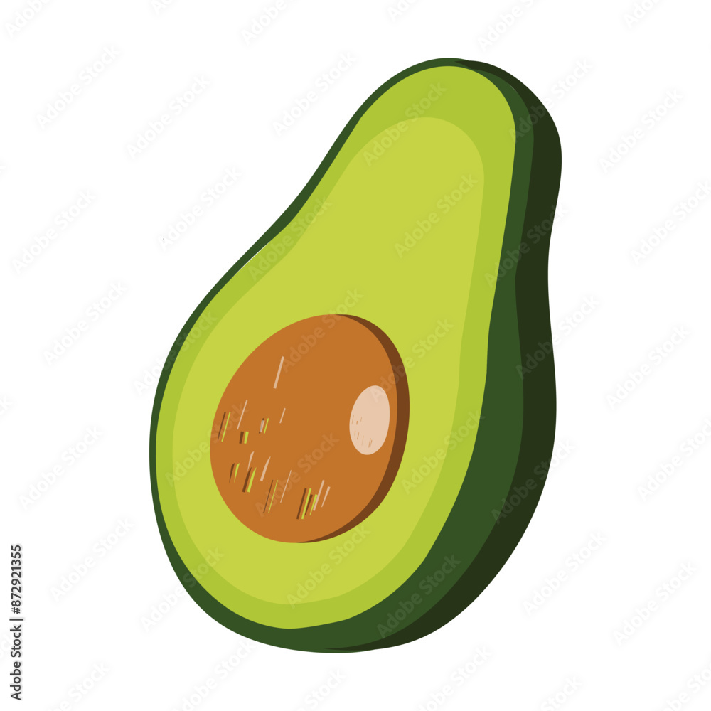 Avocado food icon. Avocado fruit whole and half isolated on white background. Summer tropical fruits for healthy lifestyle. Vector illustration in flat style Avocado food icon. Avocado fruit whole and half isolated on white background. Summer tropical fruits for healthy lifestyle. Vector illustration in flat style