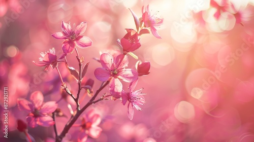 Pink Cherry Blossom Flowers in Soft Focus