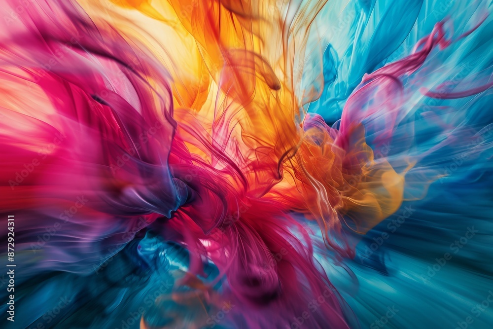 Modern abstract background, Vibrant fantasy shapes flow in blurred motion, AI generated Modern abstract background, Vibrant fantasy shapes flow in blurred motion, AI generated