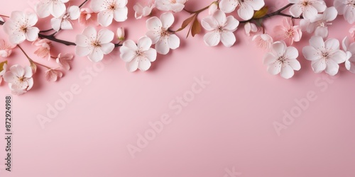 Wallpaper Mural Blooming Cherry Blossoms on Pink Background Torontodigital.ca