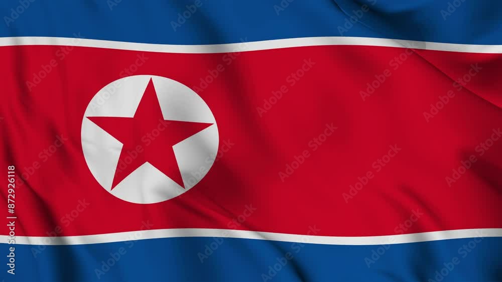 A beautiful view of the North Korea flag video. 3d flag-waving video. North Korea flag 4K resolution.