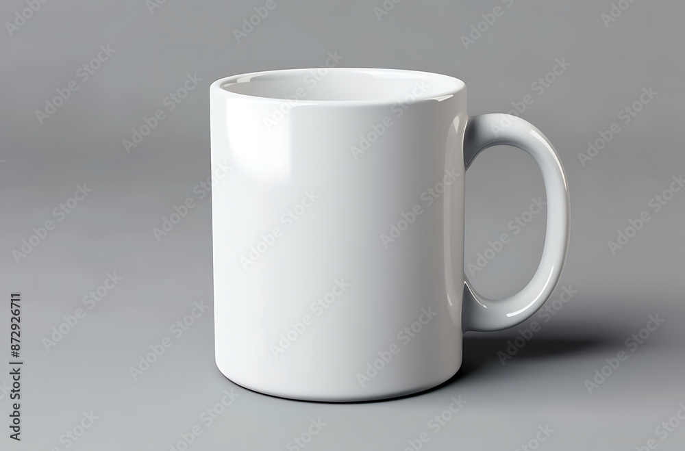 blank white coffee mug, isolated on solid grey background, side view blank white coffee mug, isolated on solid grey background, side view