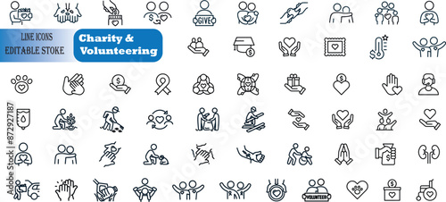 Charity and Volunteering Editable Icons set.