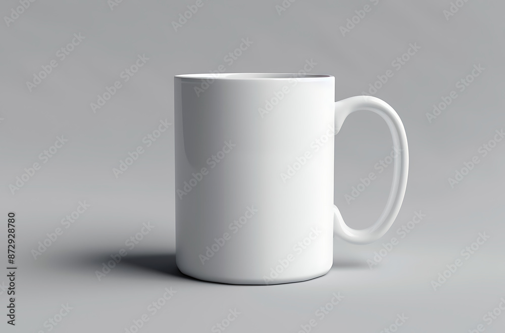 blank white coffee mug, isolated on solid grey background, side view blank white coffee mug, isolated on solid grey background, side view