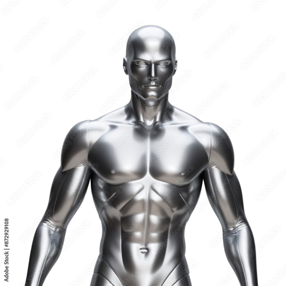 Silver metal man on Isolated transparent background png. generated with AI Silver metal man on Isolated transparent background png. generated with AI