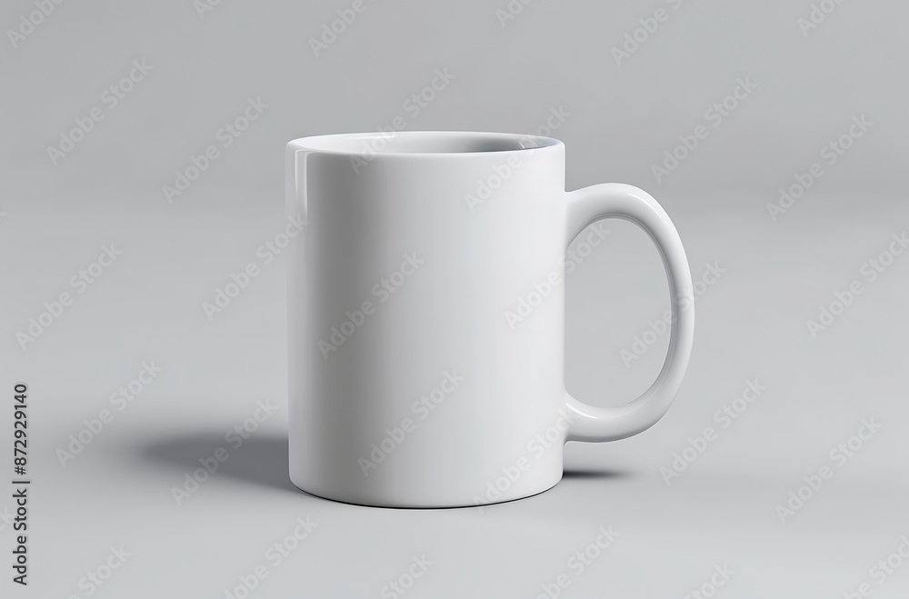 blank white coffee mug, isolated on solid grey background, side view blank white coffee mug, isolated on solid grey background, side view