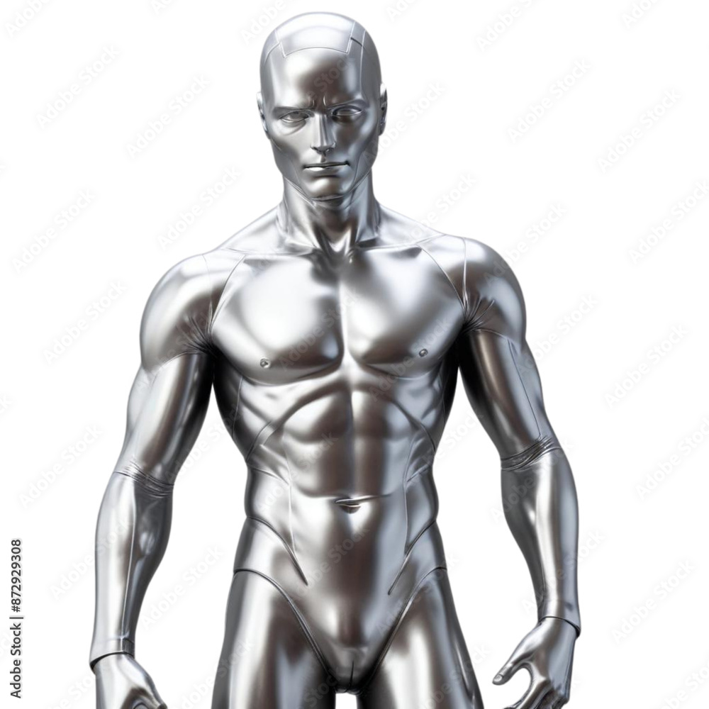 Silver metal man on Isolated transparent background png. generated with AI Silver metal man on Isolated transparent background png. generated with AI