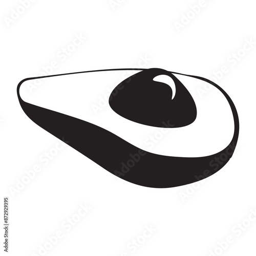 Avocado icon black illustration. Single fruit icon outlined silhouette, Isolated healthy food design on white background stock illustration