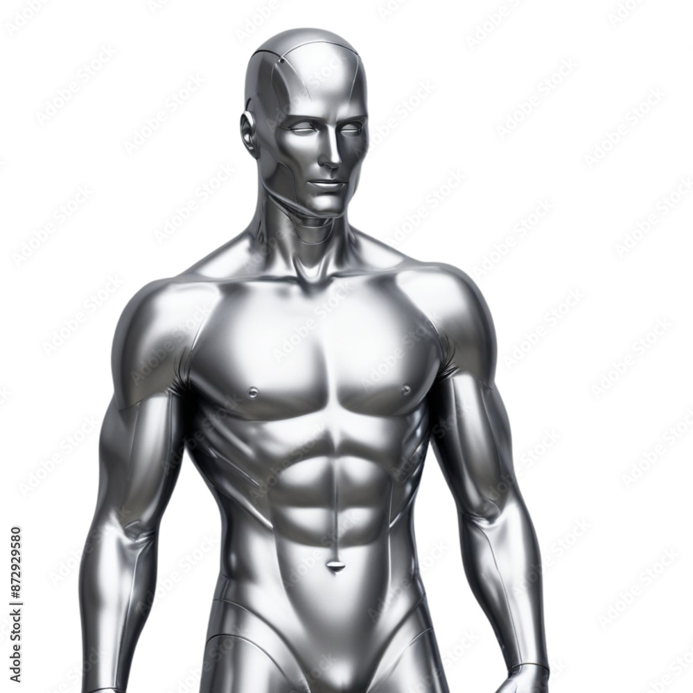 Silver metal man on Isolated transparent background png. generated with AI Silver metal man on Isolated transparent background png. generated with AI