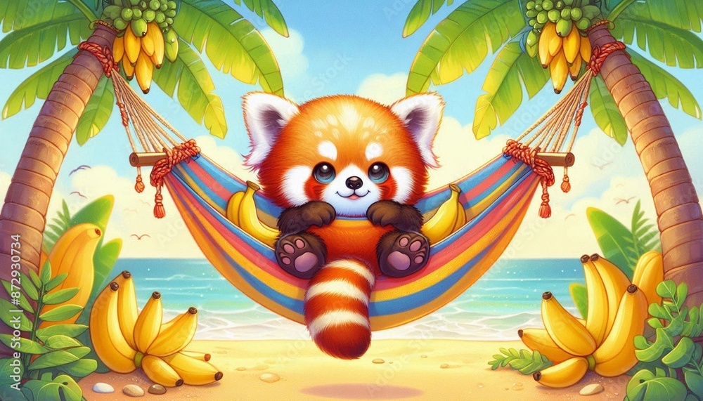 Naklejka premium Roter Panda im Urlaub