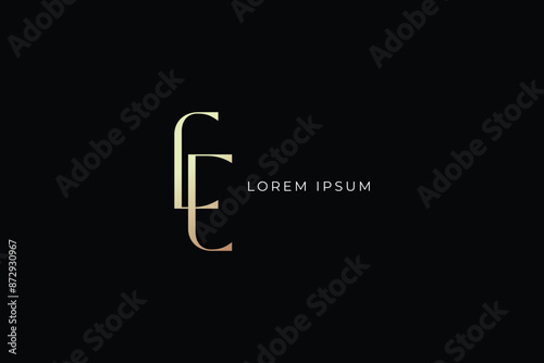 ce letter fashion brand design modern style creative golden wordmark design typography illustration, ec typo, ce logo design photo