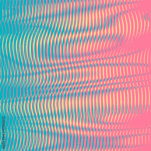 Ombre colors geometric abstract banner with waves stripes. Holographic crazy background for wall art, wallpaper, textile, fabrics, wall panel, textile, cover, poster, interior decor. 