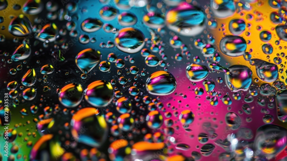 Water Drops Reflecting Colorful Patterns Water Drops Reflecting Colorful Patterns