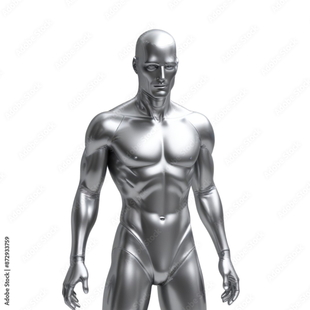 Silver metal man on Isolated transparent background png. generated with AI Silver metal man on Isolated transparent background png. generated with AI