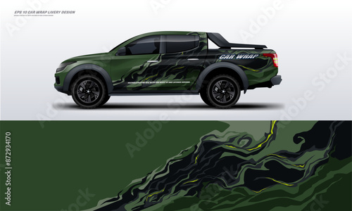 sport car truck army double cabis style wrap decal livery design foe universal medium van vector eps10 ready print printable file
