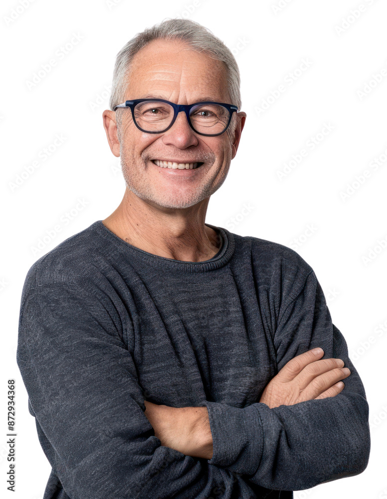 Obraz premium PNG Smiling older man with glasses