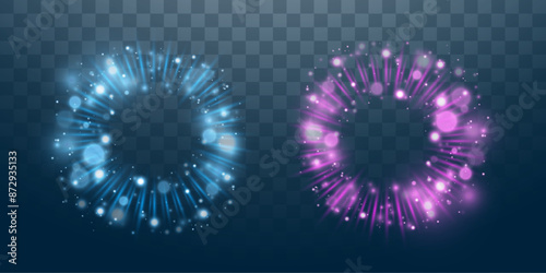 Bright colorful fireworks on a transparent background. Vector	
