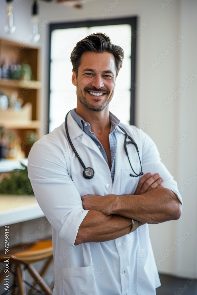 Man and doctor in hospital, smiling and confident at work, community wellness or healthcare. Male doctor or surgeon available for consultation or diagnosis. Man and doctor in hospital, smiling and confident at work, community wellness or healthcare. Male doctor or surgeon available for consultation or diagnosis.