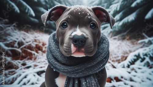 Pitbull im Winter photo