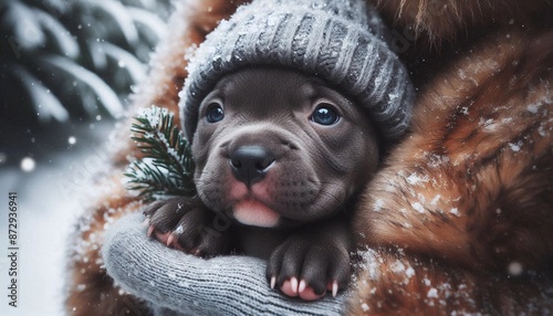 Pitbull im Winter photo