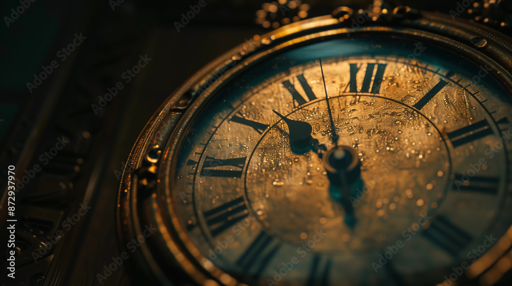 Five minutes to midnight on retro analog clock Five minutes to midnight on retro analog clock