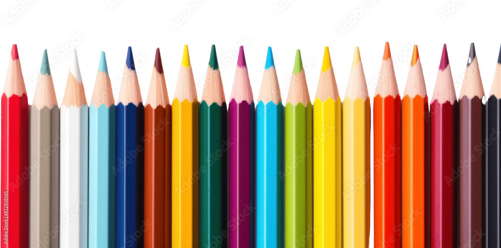 PNG Colorful pencils arranged in row PNG Colorful pencils arranged in row