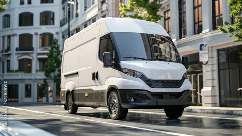 White Commercial Industrial Cargo Delivery Van Truck