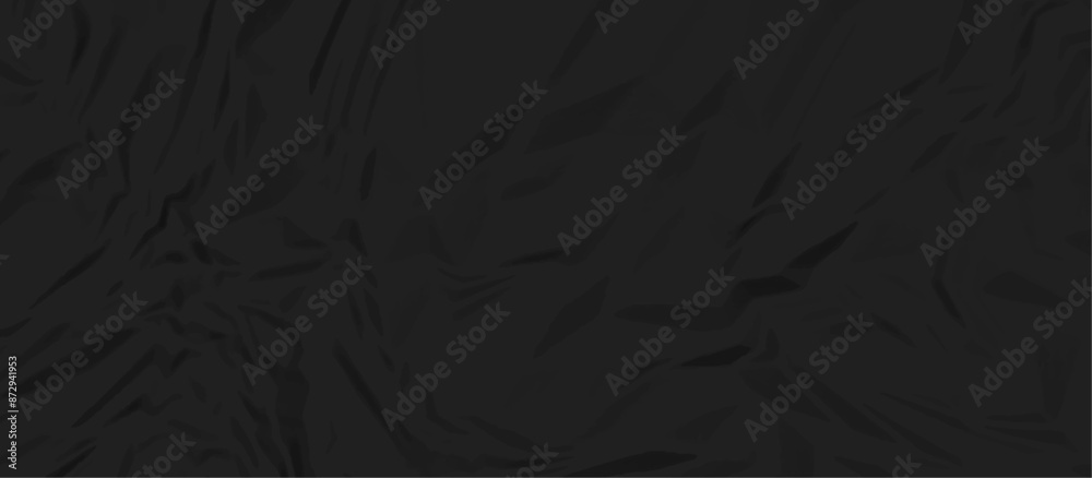 Fototapeta premium black wrinkly backdrop paper background. panorama black grunge wrinkly paper texture. black crumpled and top view textures can be used for background of text or any contents. 