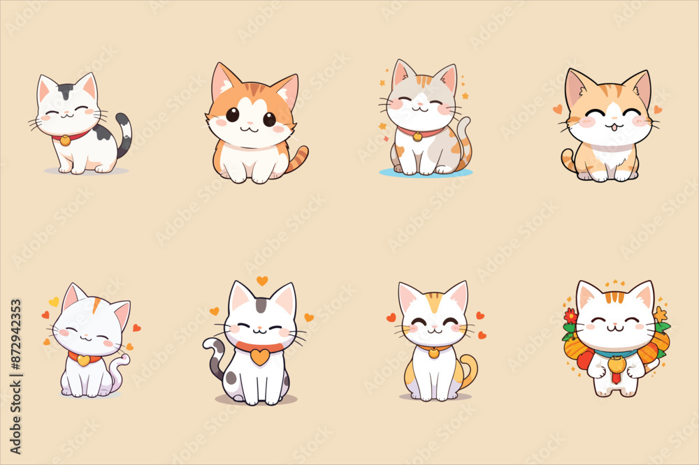 Obraz premium set of funny cartoon cats