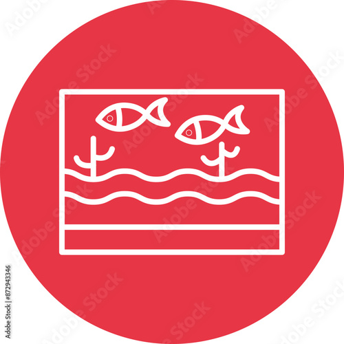 Fish Pond line circle icon