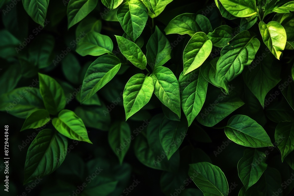 Green leaf background with a black background, Closeup green leaves background, Overlay fresh leaf pattern, Natural foliage textured, AI generated Green leaf background with a black background, Closeup green leaves background, Overlay fresh leaf pattern, Natural foliage textured, AI generated