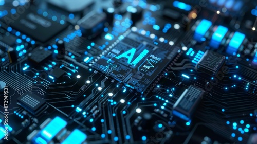 Tech AI concept controlling technological tools and intelligent robots. Development of an artificial code of ethics chips artificial intelligence science concept 