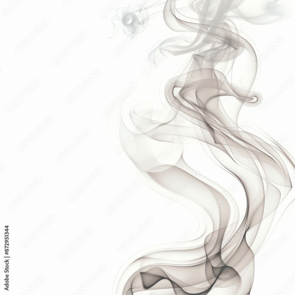 An abstract and elegant swirl of smoke on a white background, capturing the beauty of motion and fluidity in minimalistic form. An abstract and elegant swirl of smoke on a white background, capturing the beauty of motion and fluidity in minimalistic form.