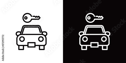 シンプルなレンタカーのラインアイコン