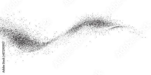 Grain noise wave of dust dots or grainy black sand, vector background. Abstract grain noise wave with airbrush spray splatter effect