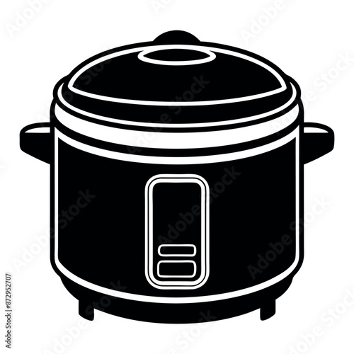 A vector line art depiction of an electric rice cooker
