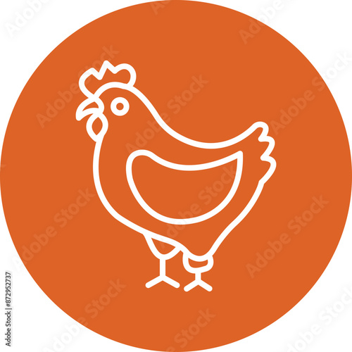 Hen line circle icon