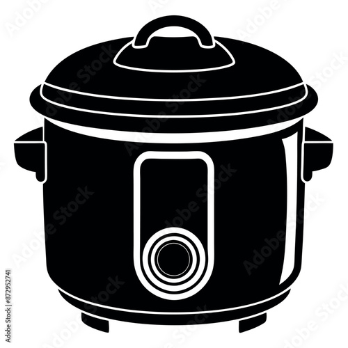 A vector line art depiction of an electric rice cooker
