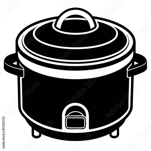A vector line art depiction of an electric rice cooker
